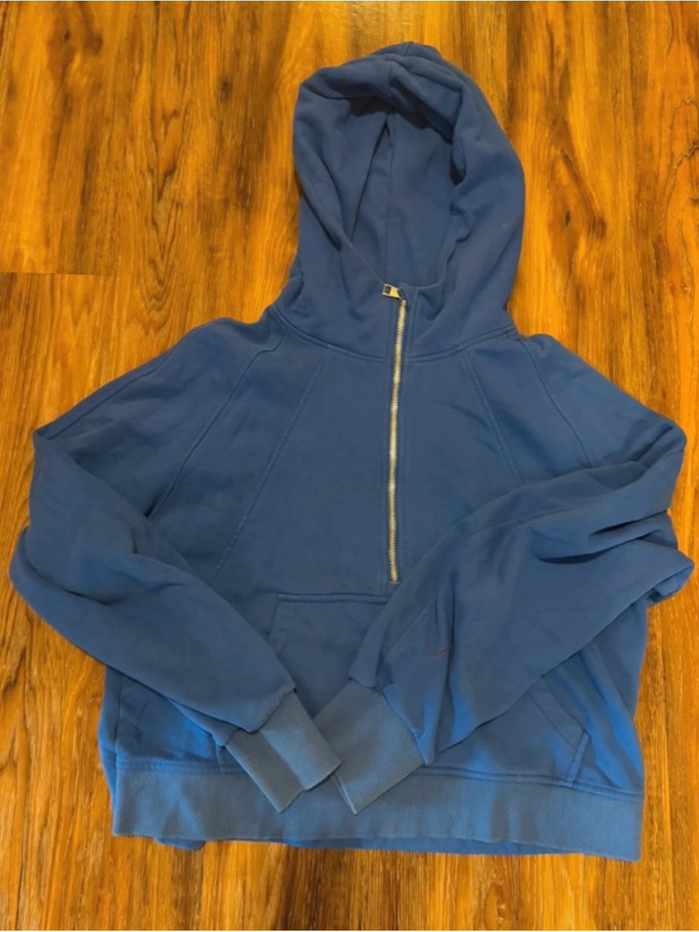 Amazon Womens Blue Half-Zip Hoodie Sweatshirt